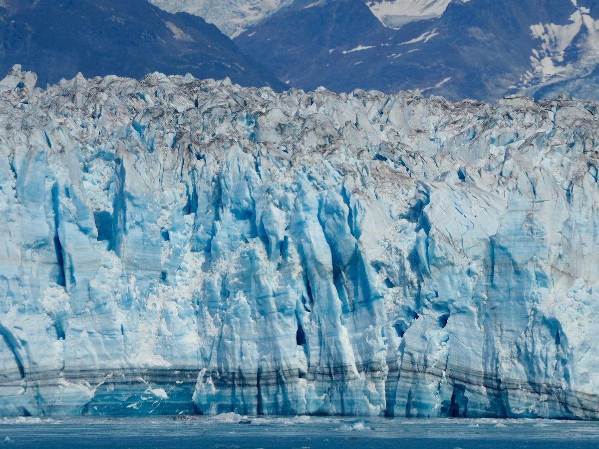 Blue-white face of an Alaskan glacier